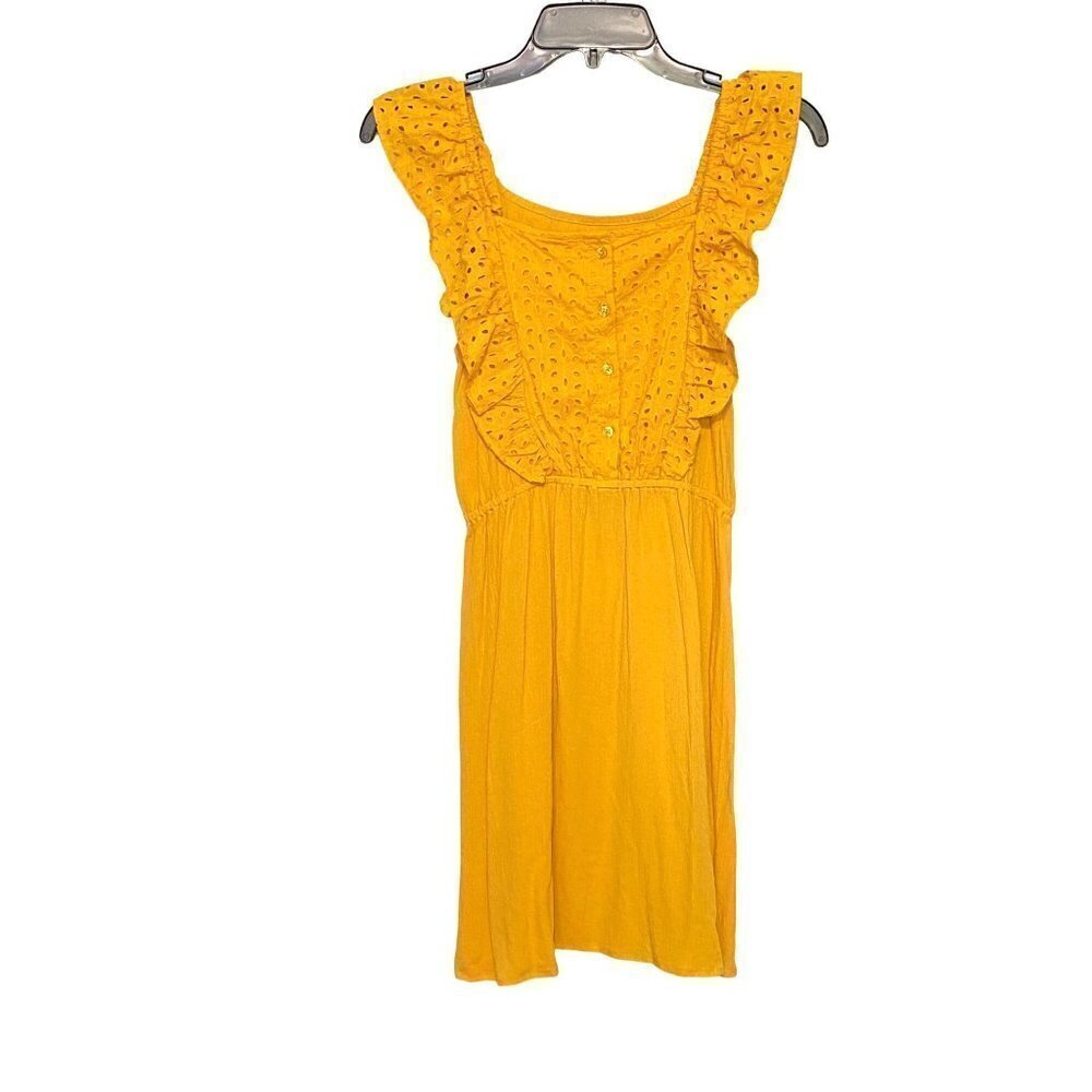 New Love Fire Girls' Large Yellow Eyelet Lace‎ Ruffle Gauzy Dress